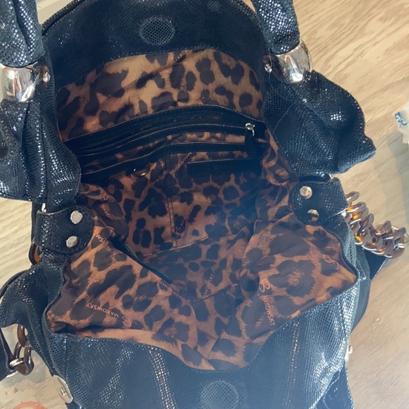 B Makowsky Black Snake Skin Hobo Crossbody - Picture 9 of 10